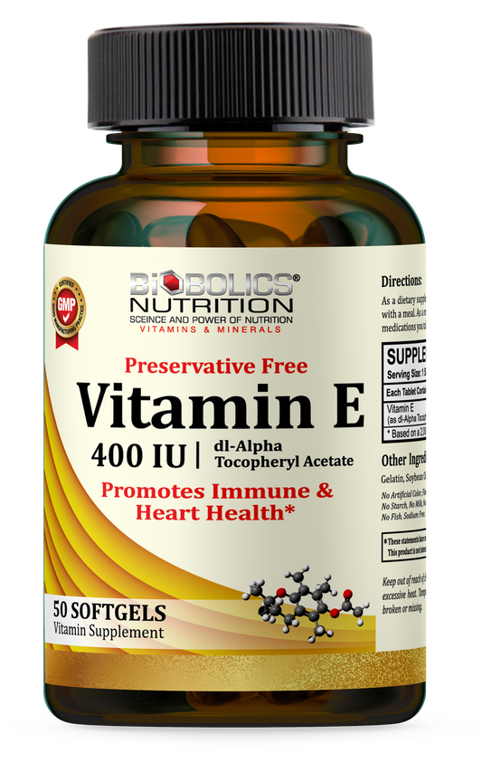 Biobolics Nutrition 400 IU Vitamin E Immune System & Heart Support Supplement, 50 softgels - Makkah Pharmacy