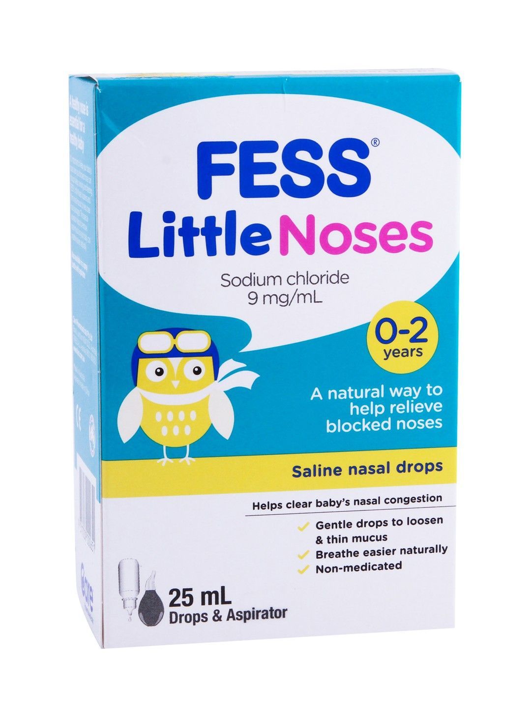 Fess Little Noses Non-Medicated Saline Drop & Aspirator for Blocked Nose, 25ml - Makkah Pharmacy