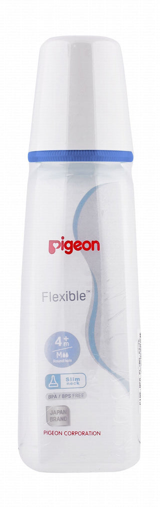 Pigeon Flexible White & Blue 240ml Medium Flow Plastic Feeding Bottle (4+ Months), 1 Piece