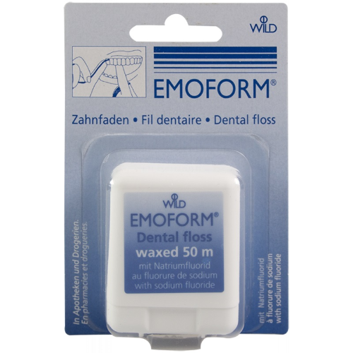 Emoform Waxed Dental Floss with Sodium Fluoride (50m), 1 Piece