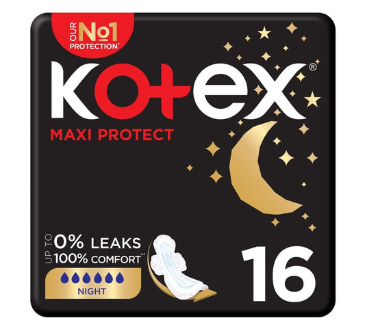 Kotex Maxi Protect Night Pads with Wings, 16 Pieces - Makkah Pharmacy