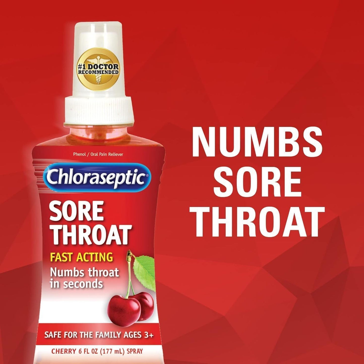 Chloraseptic Sore Throat Relief Spray Cherry Flavor, 177ml - Makkah Pharmacy