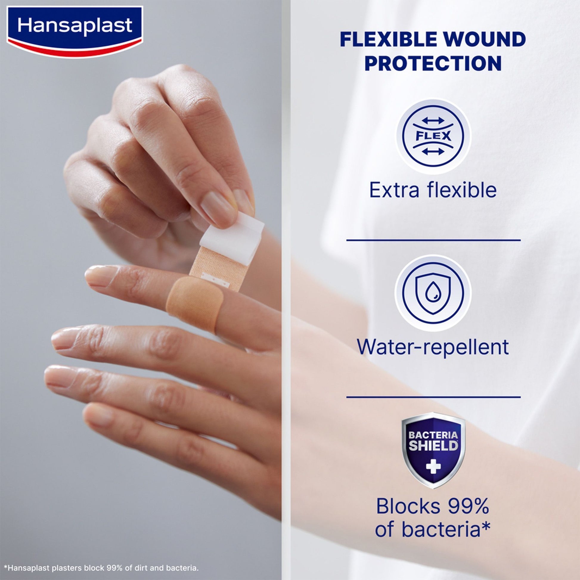 Hansaplast Elastic Water Repellent Extra Flexible Bandages, 20 Pieces - Makkah Pharmacy