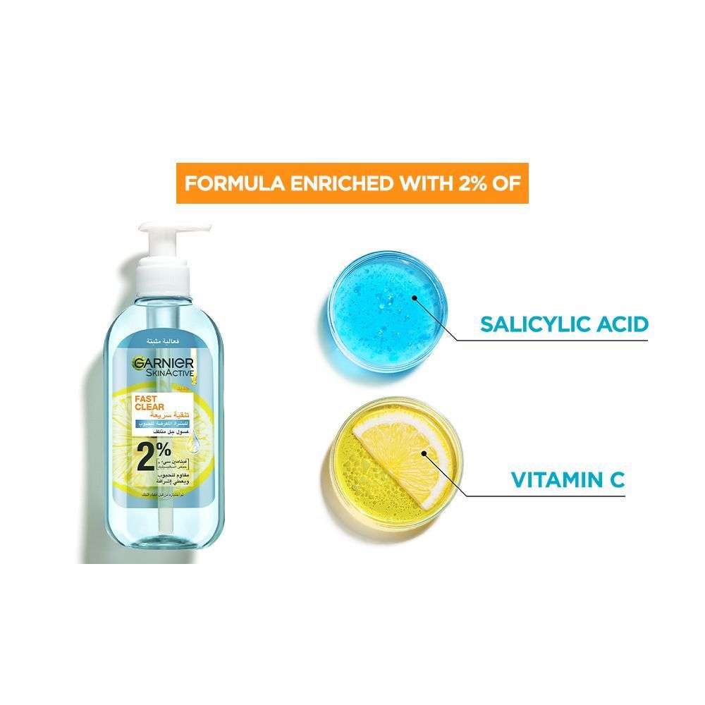 Garnier Fast Clear Vitamin C and Salicylic Acid Cleanser, 200ml - Makkah Pharmacy