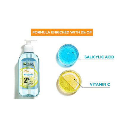 Garnier Fast Clear Vitamin C and Salicylic Acid Cleanser, 200ml - Makkah Pharmacy