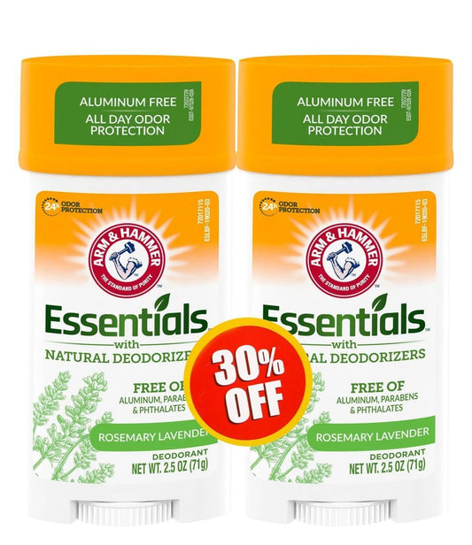 Arm & Hammer Essentials Natural Deodorant Stick Rosemary & Lavender Scent (30% 0ff), 2x71g - Makkah Pharmacy