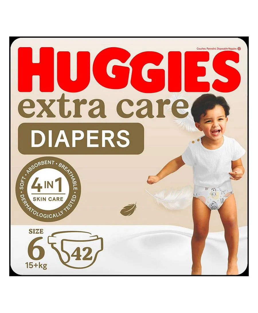 Huggies Extra Care Diapers Jumbo Pack Size 6 - 42 Pieces – Makkah Pharmacy