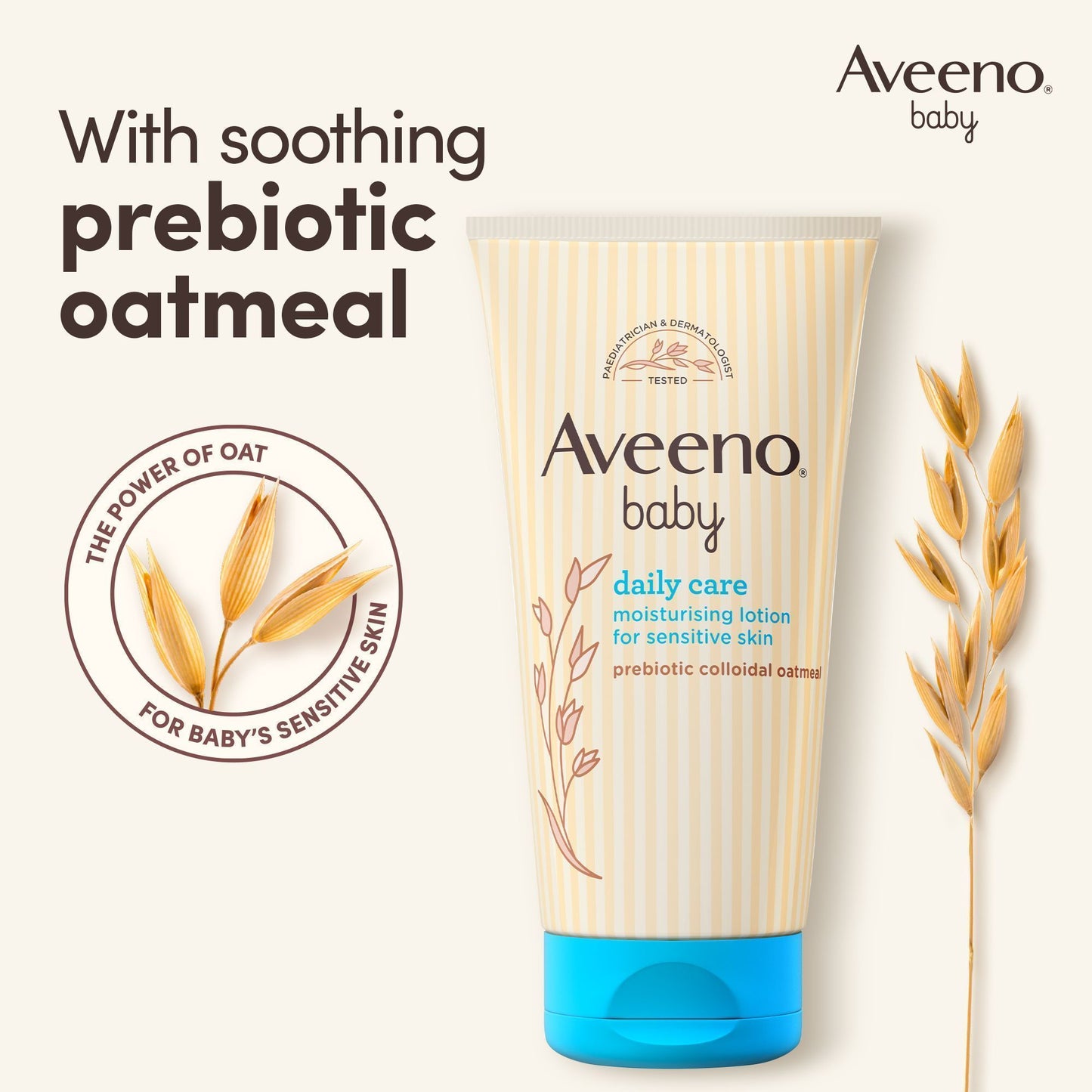 Aveeno Baby Daily Care Unscented Moisturizing Lotion with Oatmeal for Sensitive Skin (0+ Months), 150ml - Makkah Pharmacy