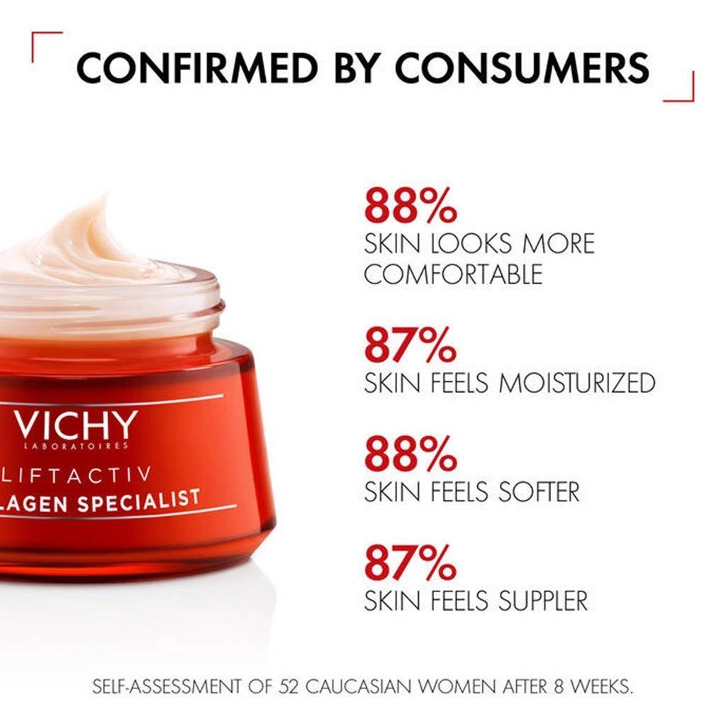 Vichy Liftactiv Collagen Specialist Day Cream Anti Aging Face Moisturizer, 50ml - Makkah Pharmacy