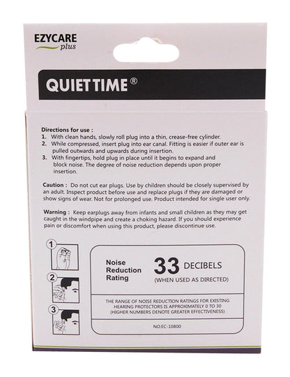 Ezycare Plus Quiet Time Purple Foam Ear Plugs with Case NRR 33, 10 Pairs - Makkah Pharmacy