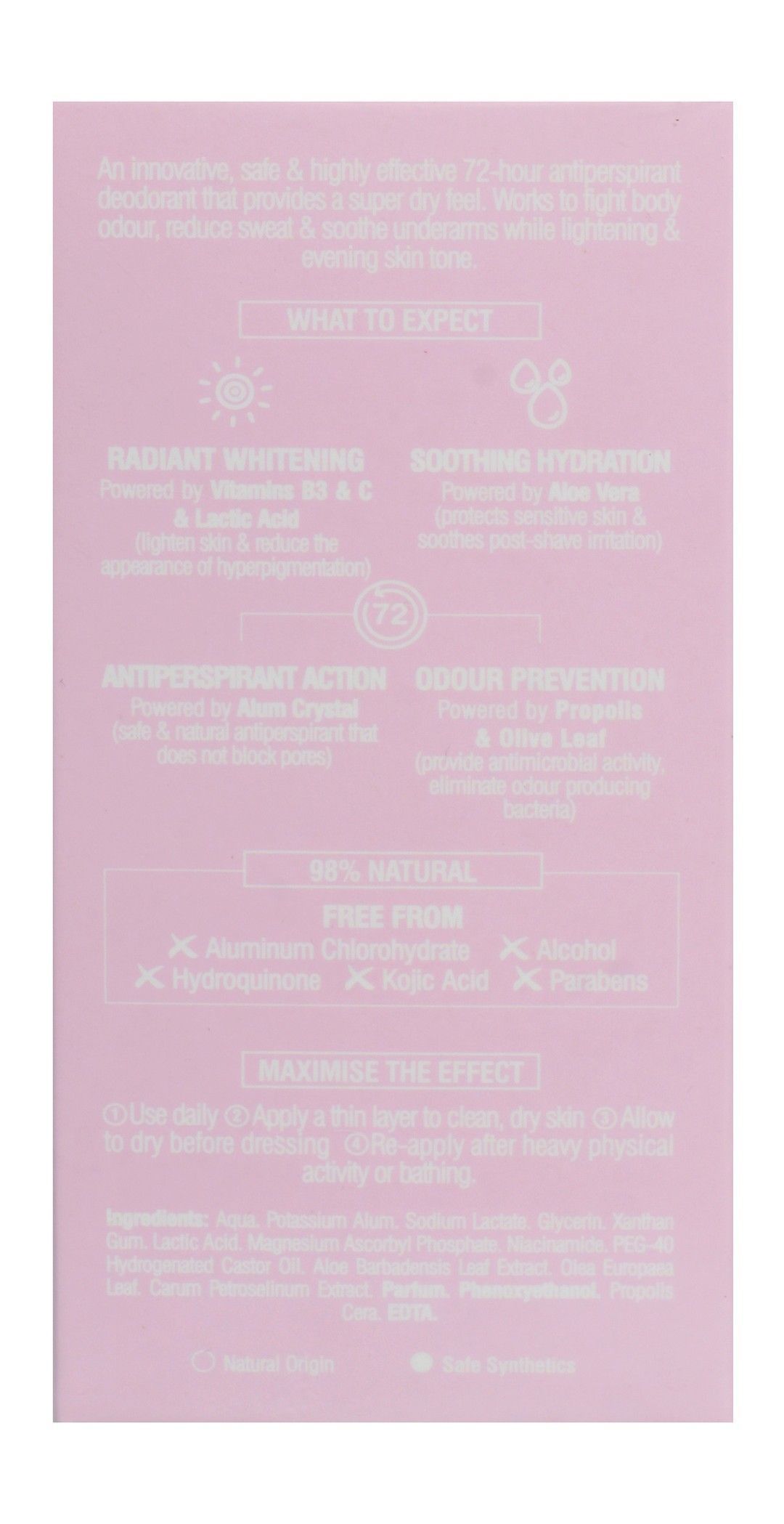 Beesline Super Dry 72H Whitening & Soothing Antiperspirant Roll-On Deodorant Jouri Rose Scent for Sensitive Skin, 2x50ml - Makkah Pharmacy