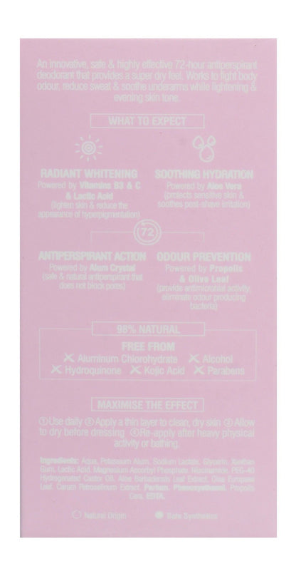 Beesline Super Dry 72H Whitening & Soothing Antiperspirant Roll-On Deodorant Jouri Rose Scent for Sensitive Skin, 2x50ml - Makkah Pharmacy