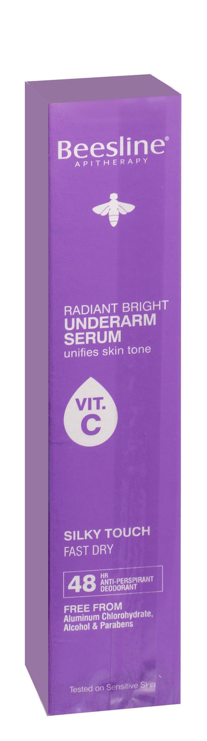 Beesline Silky Touch Radiant Bright 48H Antiperspirant Underarm Serum Deodorant Spray with Vitamin C for Sensitive Skin, 150ml - Makkah Pharmacy