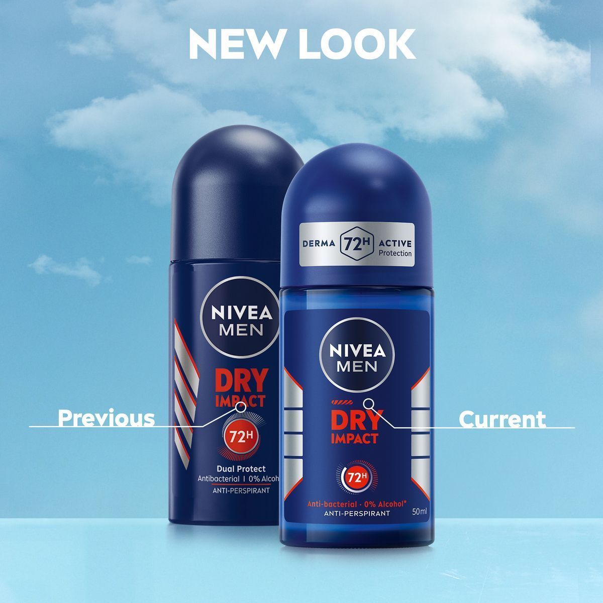 Nivea Dry Impact Antiperspirant Deodorant Roll-On for Men, 50ml - Makkah Pharmacy