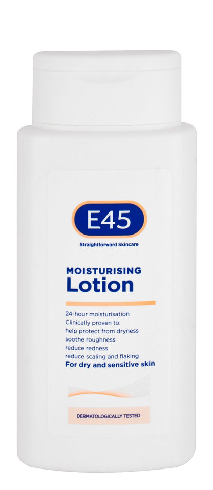 E45 Moisturizing, Soothing & Anti-Flaking Face & Body Lotion for Dry & Sensitive Skin, 200ml - Makkah Pharmacy