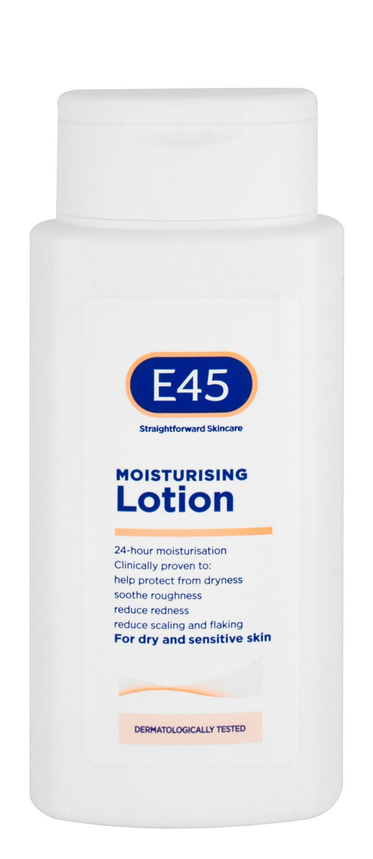 E45 Moisturizing, Soothing & Anti-Flaking Face & Body Lotion for Dry & Sensitive Skin, 200ml - Makkah Pharmacy