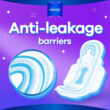 Always Aloe Cool Disposable Pads With Aloe Vera Essence For Light Days, For Zero Irritation Feel, Long Maxi Thick Pads With Wings, 30 Count