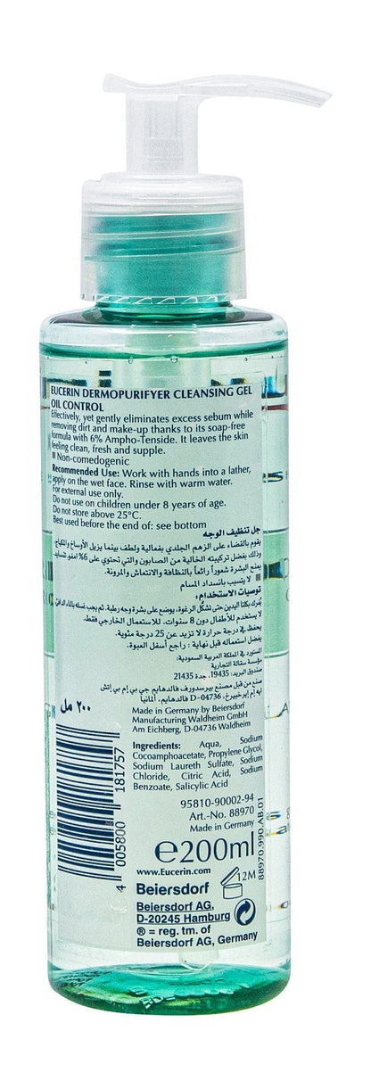 Eucerin DermoPurifyer Oil Control Facial Cleansing Gel for Blemish Prone Skin, 200ml - Makkah Pharmacy