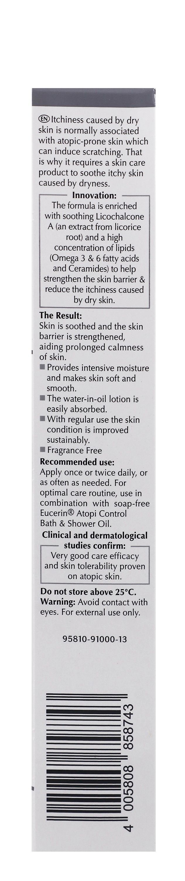 Eucerin Atopi Control Soothing, Anti-Itching & Anti-Dryness Body Lotion with Licochalcone A & Ceramides for Dry Skin, 250ml - Makkah Pharmacy