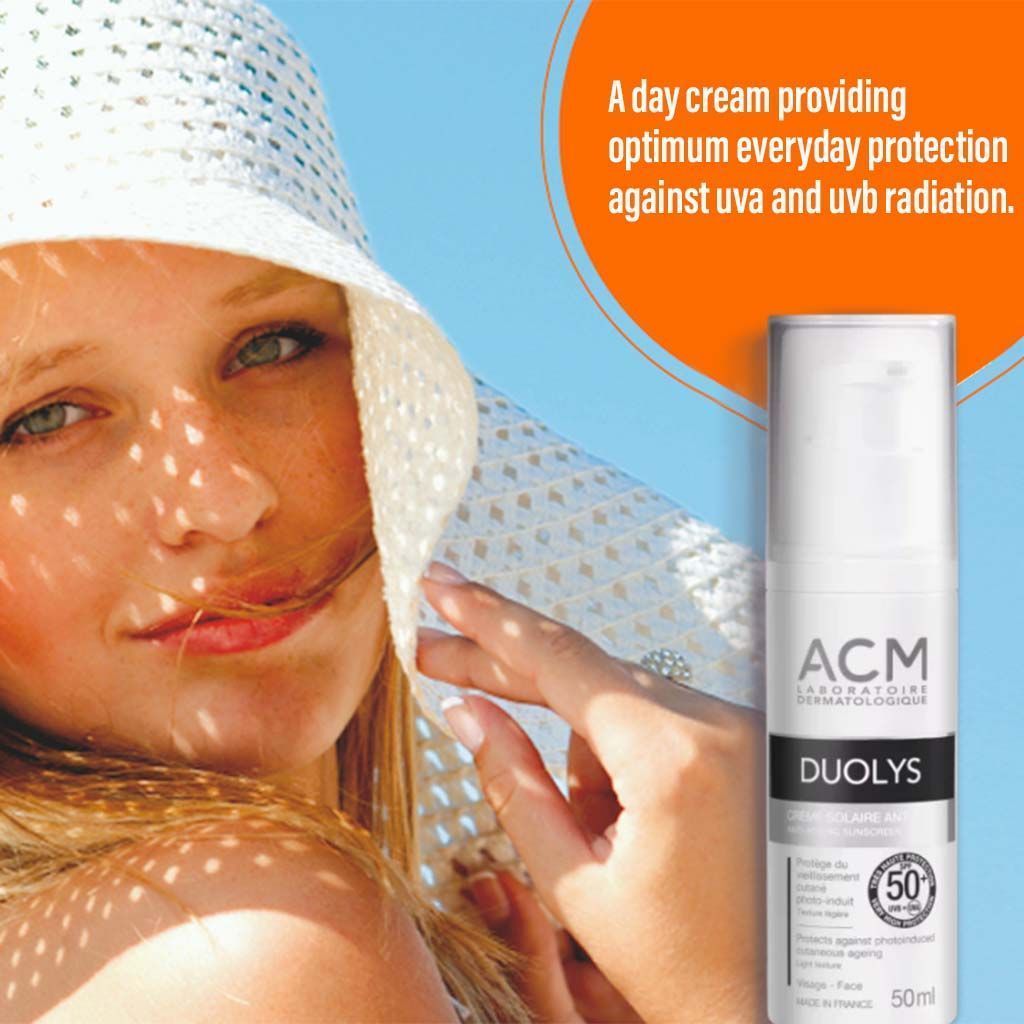 ACM Duolys Anti-Ageing Facial Sunscreen for Sensitive & Sun Intolerant Skin SPF50+, 50ml - Makkah Pharmacy