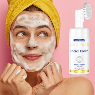 Novaclear Collagen Facial Foam with Caviar & Peony Extracts for All Skin Types, 100ml