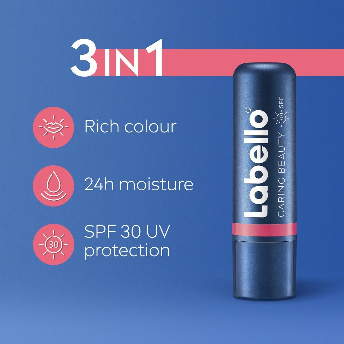 Labello Caring Beauty SPF 30 Lip & Cheek Balm - Rose, 4.8g - Makkah Pharmacy