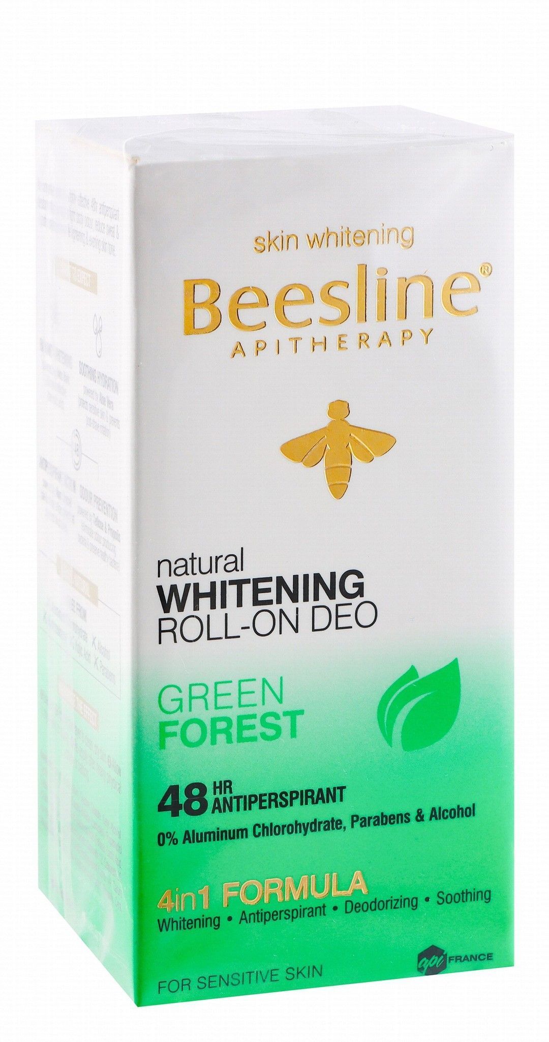 Beesline Hypoallergenic 48H Antiperspirant & Whitening Roll-On Deodorant Green Forest with Alum Rock & Bee Propolis, 50ml - Makkah Pharmacy