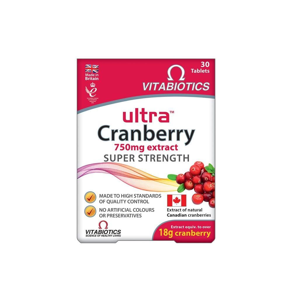 Vitabiotics Ultra Cranberry 750 Mg Extract Super Strength Tablets 30 Pieces - Makkah Pharmacy