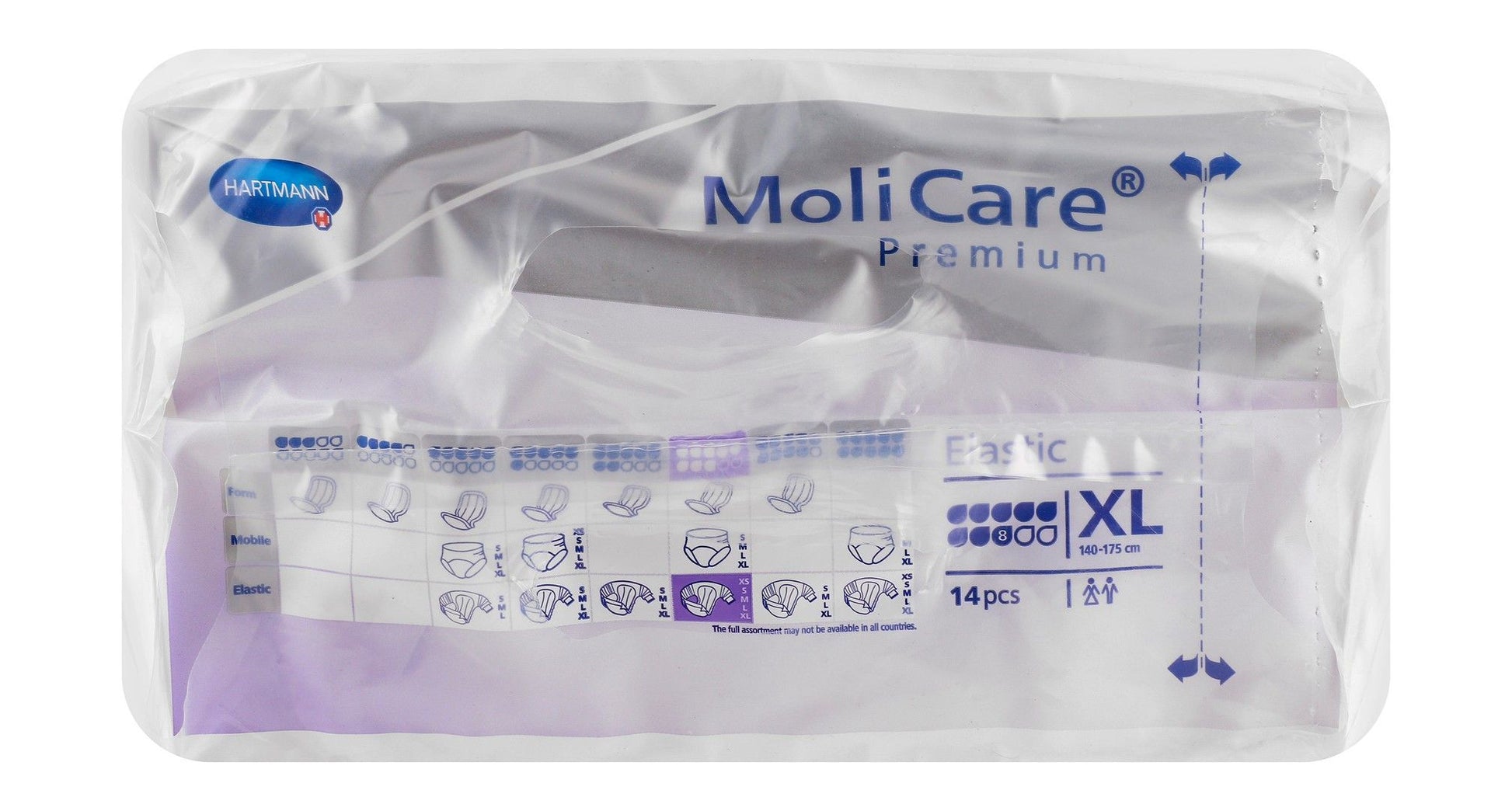 Molicare Premium Hypoallergenic XL Elastic Adult Diapers (140-175cm), 14 Pieces - Makkah Pharmacy