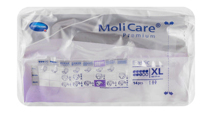Molicare Premium Hypoallergenic XL Elastic Adult Diapers (140-175cm), 14 Pieces - Makkah Pharmacy