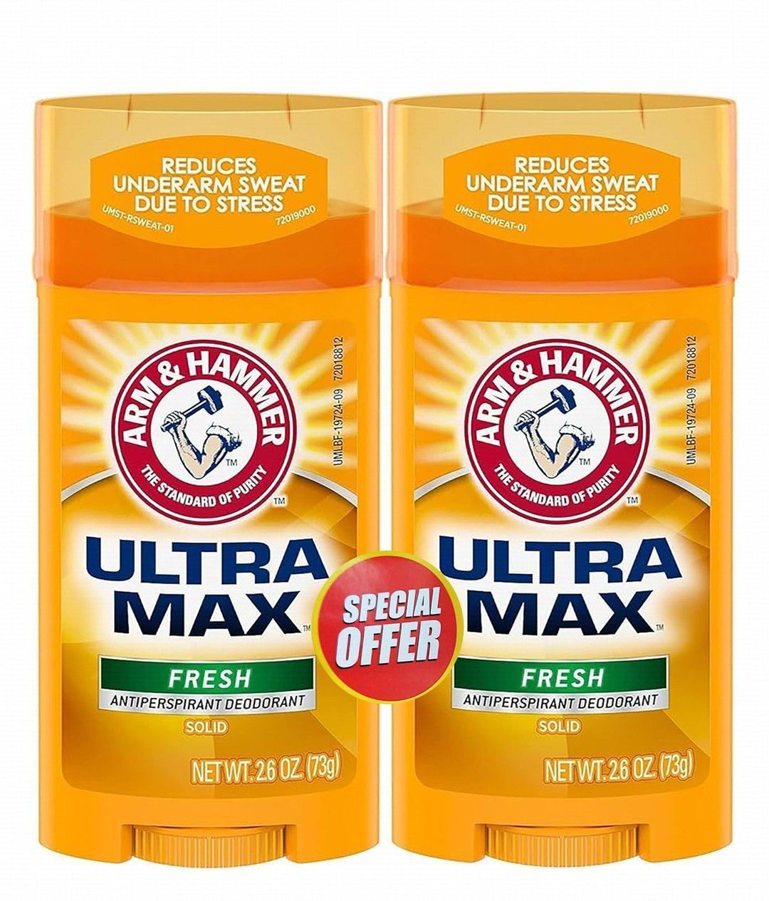Arm & Hammer Ultra Max Fresh 48H Antiperspirant Deodorant Stick, 2x73g - Makkah Pharmacy