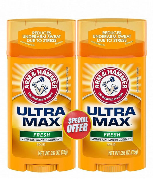 Arm & Hammer Ultra Max Fresh 48H Antiperspirant Deodorant Stick, 2x73g - Makkah Pharmacy