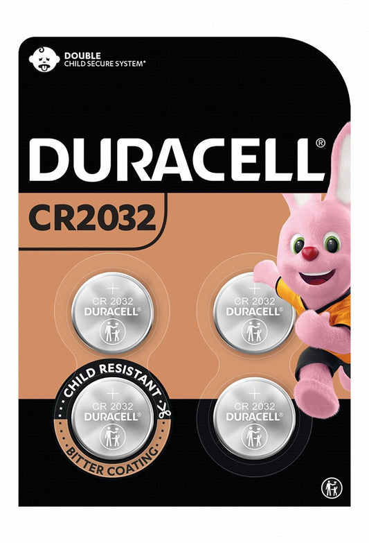 Duracell 3V Lithium CR2032 Batteries, 4 Pieces