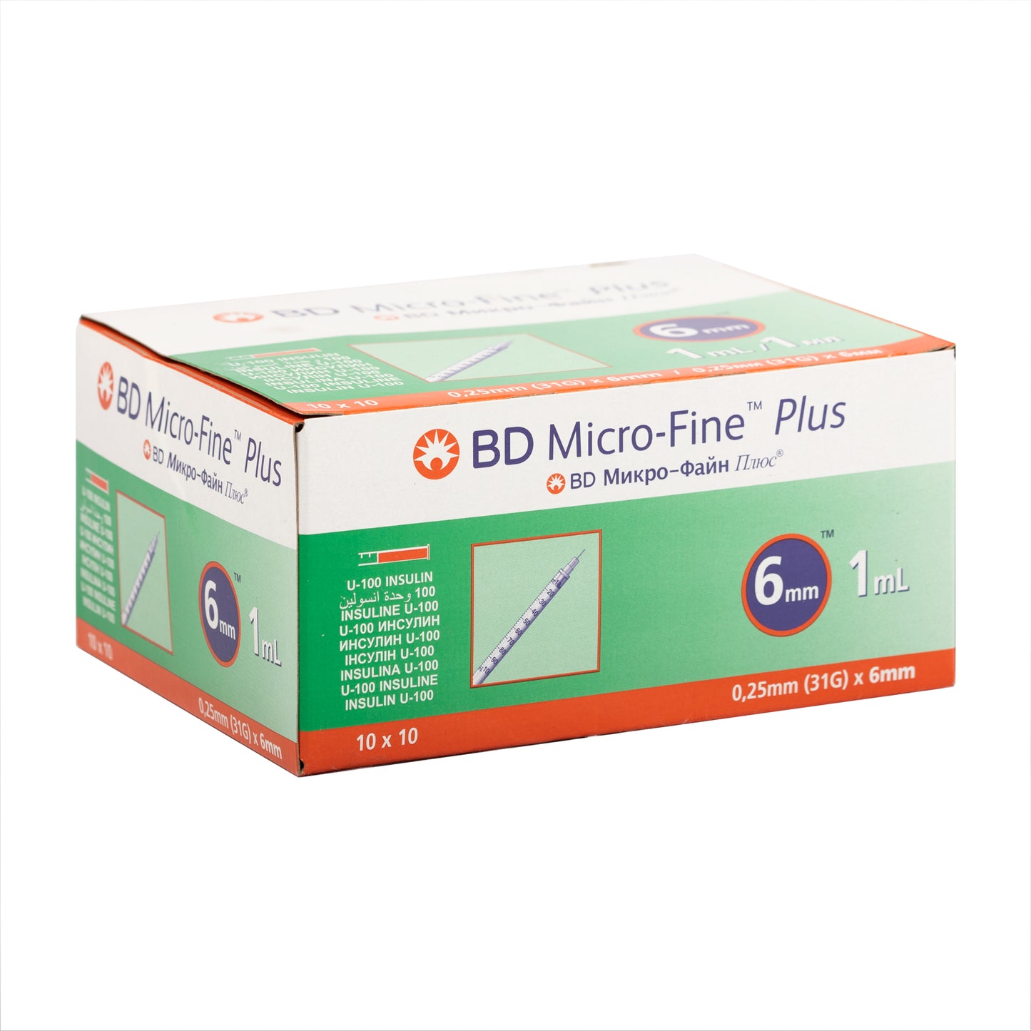 Bd Micro-Fine Plus Syringe 1 Ml 31G 6 Mm 100 Pcs