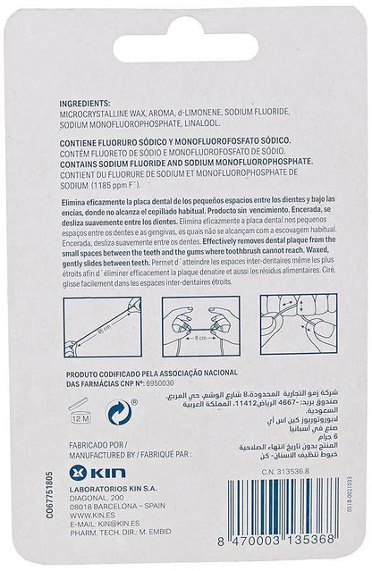 Kin 50m Waxed Dental Floss Mint Flavor with Fluoride, 1 Piece - Makkah Pharmacy