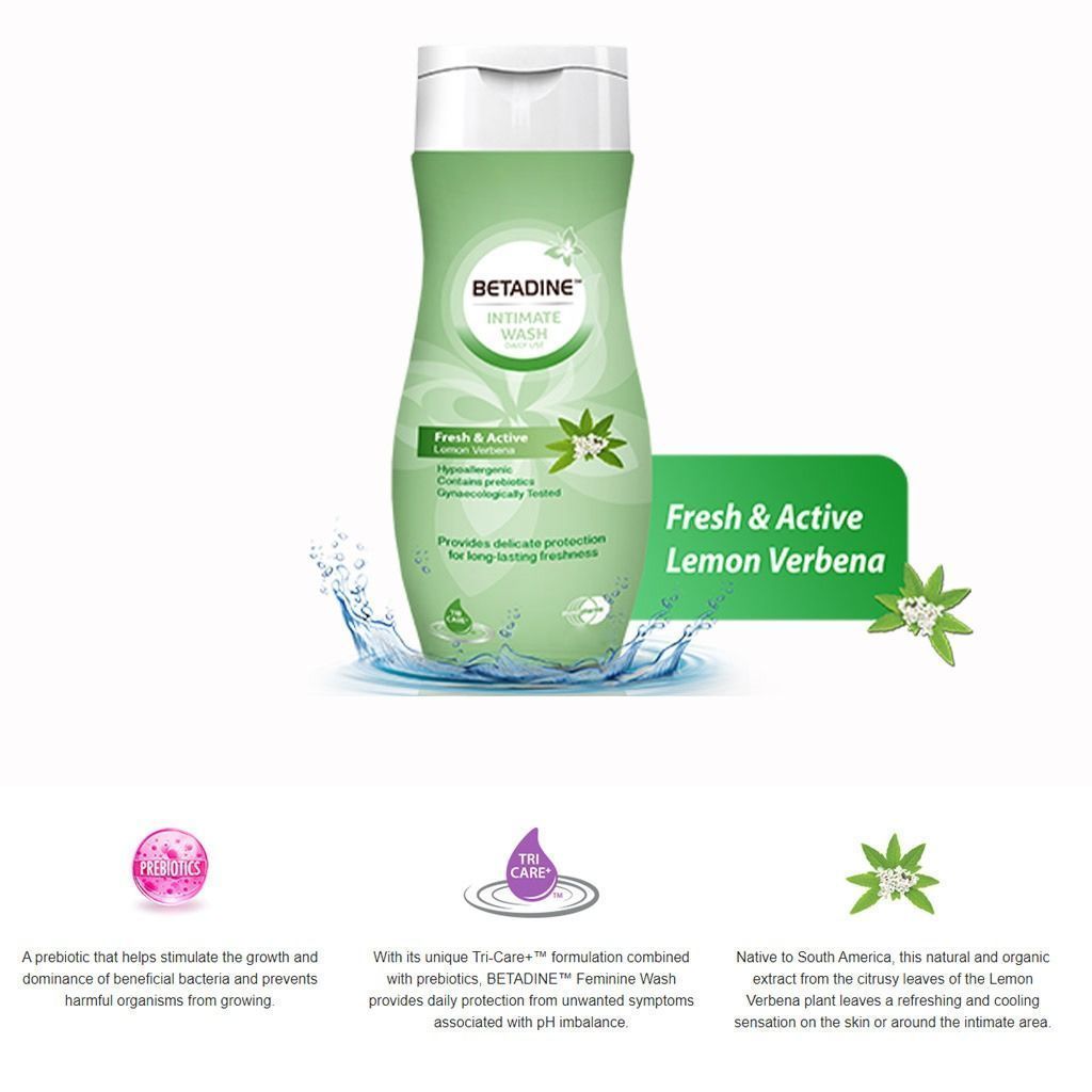 Betadine Hypoallergenic Fresh & Active Intimate Wash Lemon Verbena Scent, 50ml - Makkah Pharmacy