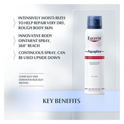 Eucerin Aquaphor Regenerating Body Ointment Spray for Dry & Irritated Skin, 250ml - Makkah Pharmacy