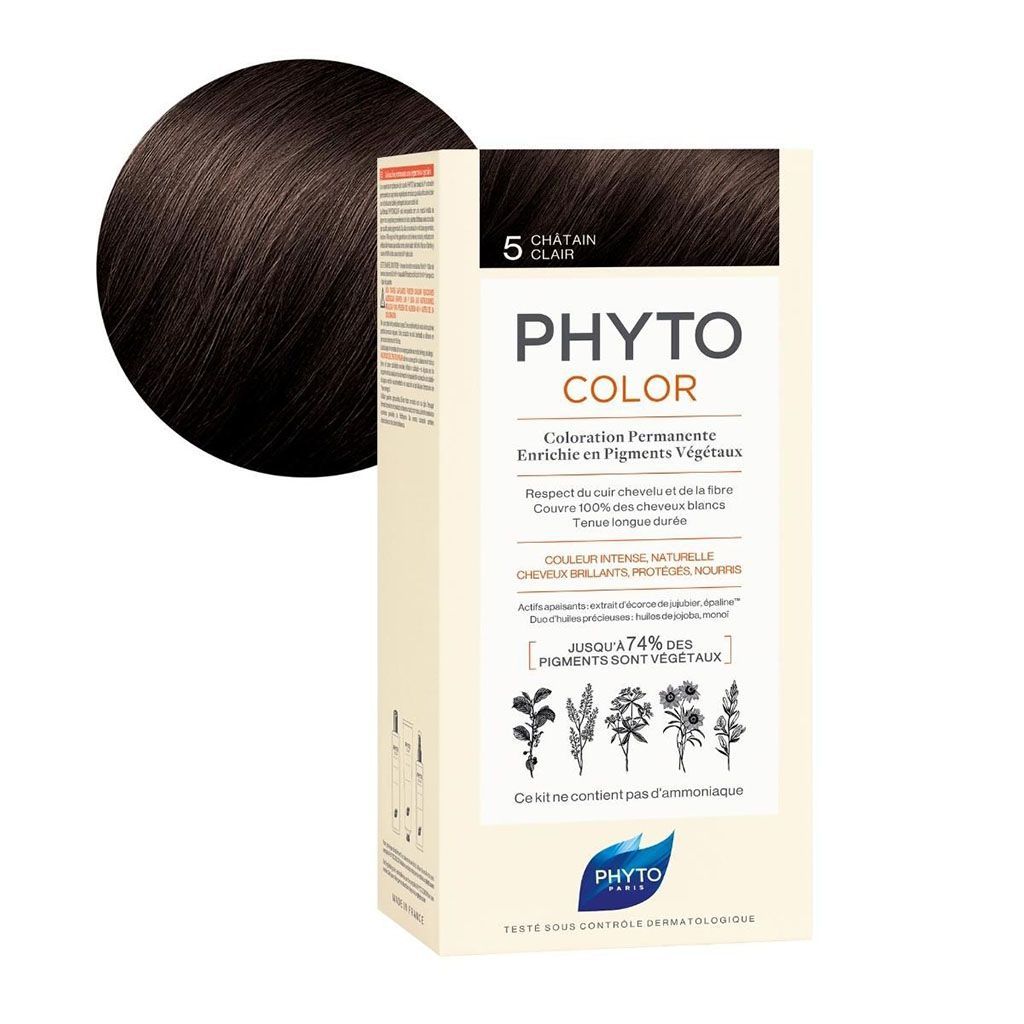 Phyto Paris Permanent Hair Color with Botanical Pigments Light Brown 5, 1 Pack