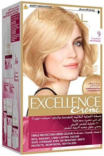L'Oreal Excellence Triple Care Hair Color Cream Very Light Blonde 9, 1 Pack - Makkah Pharmacy
