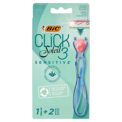BIC Click 3 Soleil Refillable Women's Shaver Handle, 1 Pieces + Blade Refills, 4 Pieces - Makkah Pharmacy