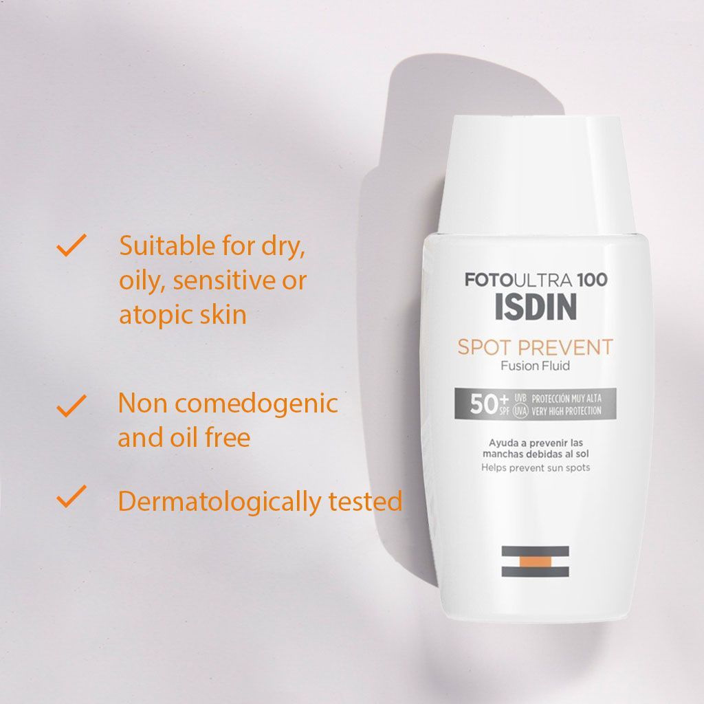 Isdin FotoUltra 100 Spot Prevent Facial Sunscreen Fusion Fluid SPF50+, 50ml - Makkah Pharmacy