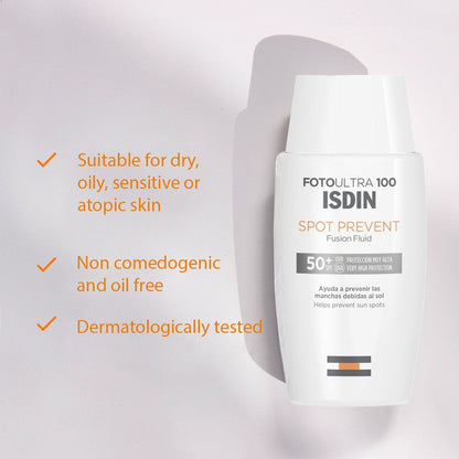 Isdin FotoUltra 100 Spot Prevent Facial Sunscreen Fusion Fluid SPF50+, 50ml - Makkah Pharmacy