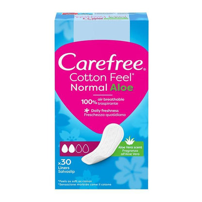 Carefree Cotton Feel Aloe Vera Scent Normal Liners, 30 Pieces - Makkah Pharmacy
