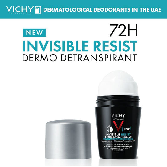 Vichy 72 Hours Invisible Resist Deodorant for Men, 50ml - Makkah Pharmacy