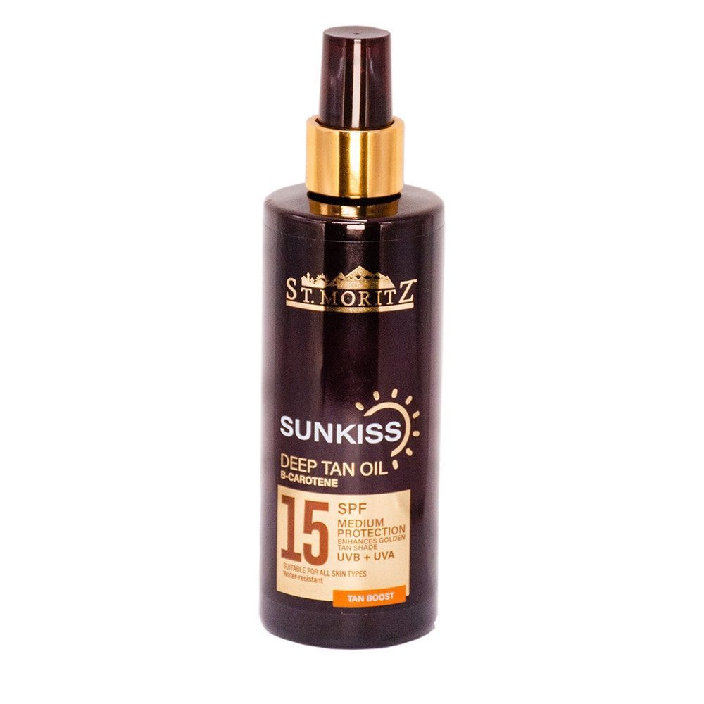 St.Moritz Sun Kiss Deep Tanning Oil with Spf 15, 250ml - Makkah Pharmacy