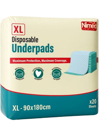 Nimed Nime Care Hypoallergenic Bed Underpads (90x180cm) 20 per pack