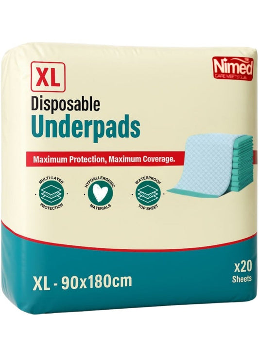 Nimed Nime Care Hypoallergenic Bed Underpads (90x180cm) 20 per pack