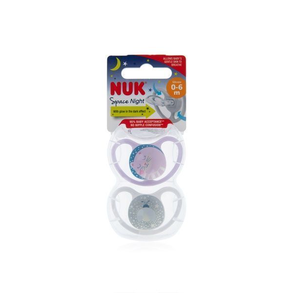 NUK Space Night Silicone 0-6m, 2 Pieces - Makkah Pharmacy