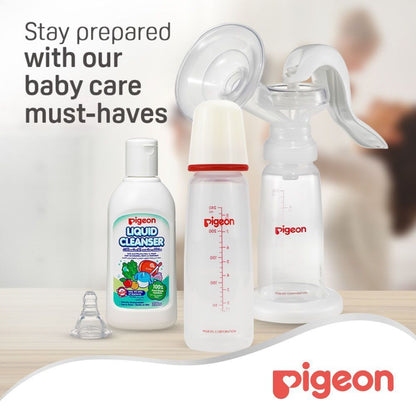 Pigeon Flexible White & Blue 240ml Medium Flow Plastic Feeding Bottle (4+ Months), 1 Piece