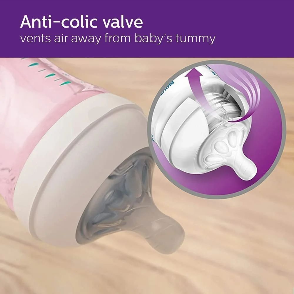 Philips Avent Natural Pink 260ml Nursing Bottle (1+ Months), 1 Piece - Makkah Pharmacy